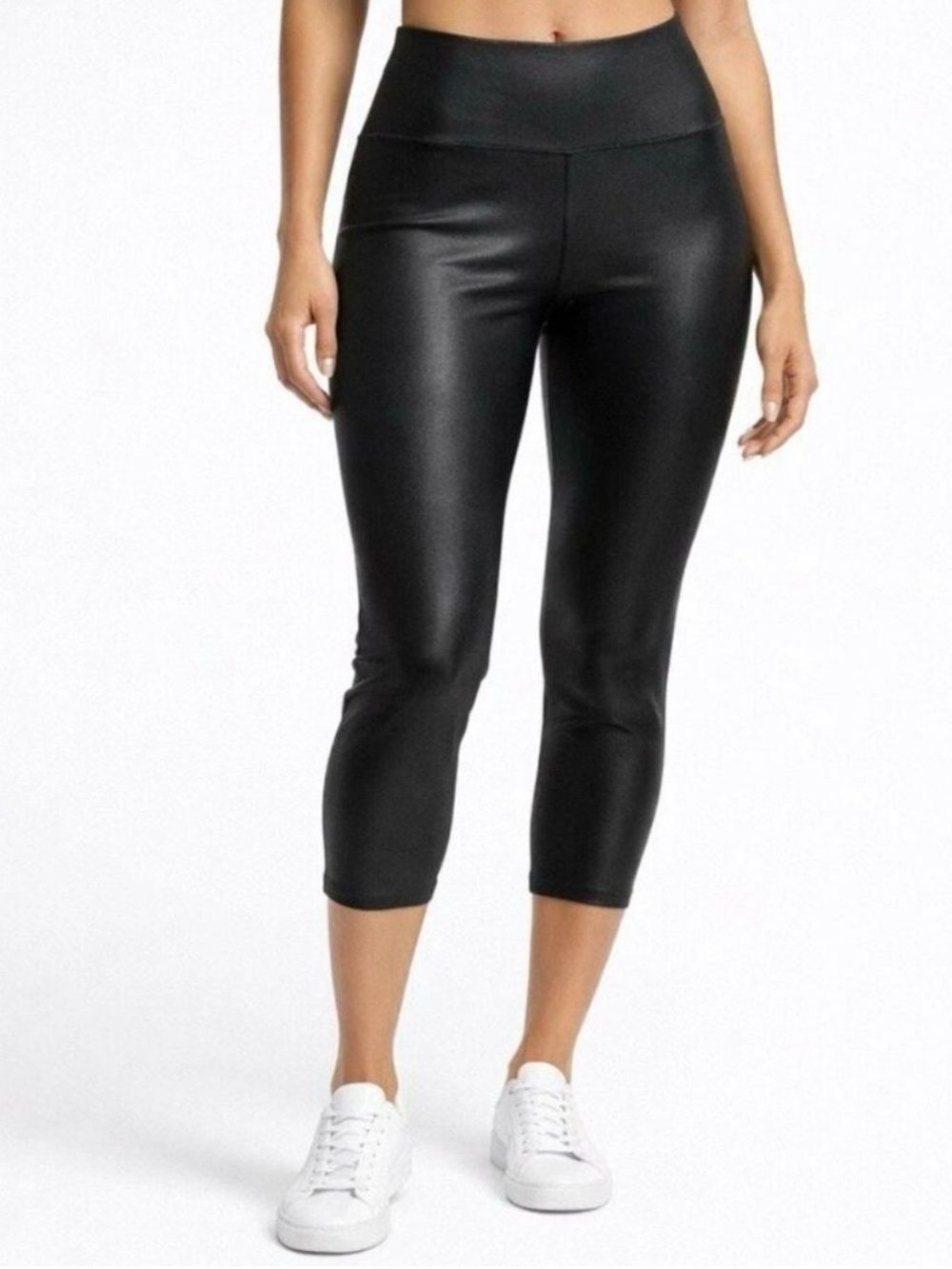 SPANX Black High-Waist Faux Leather Leggings